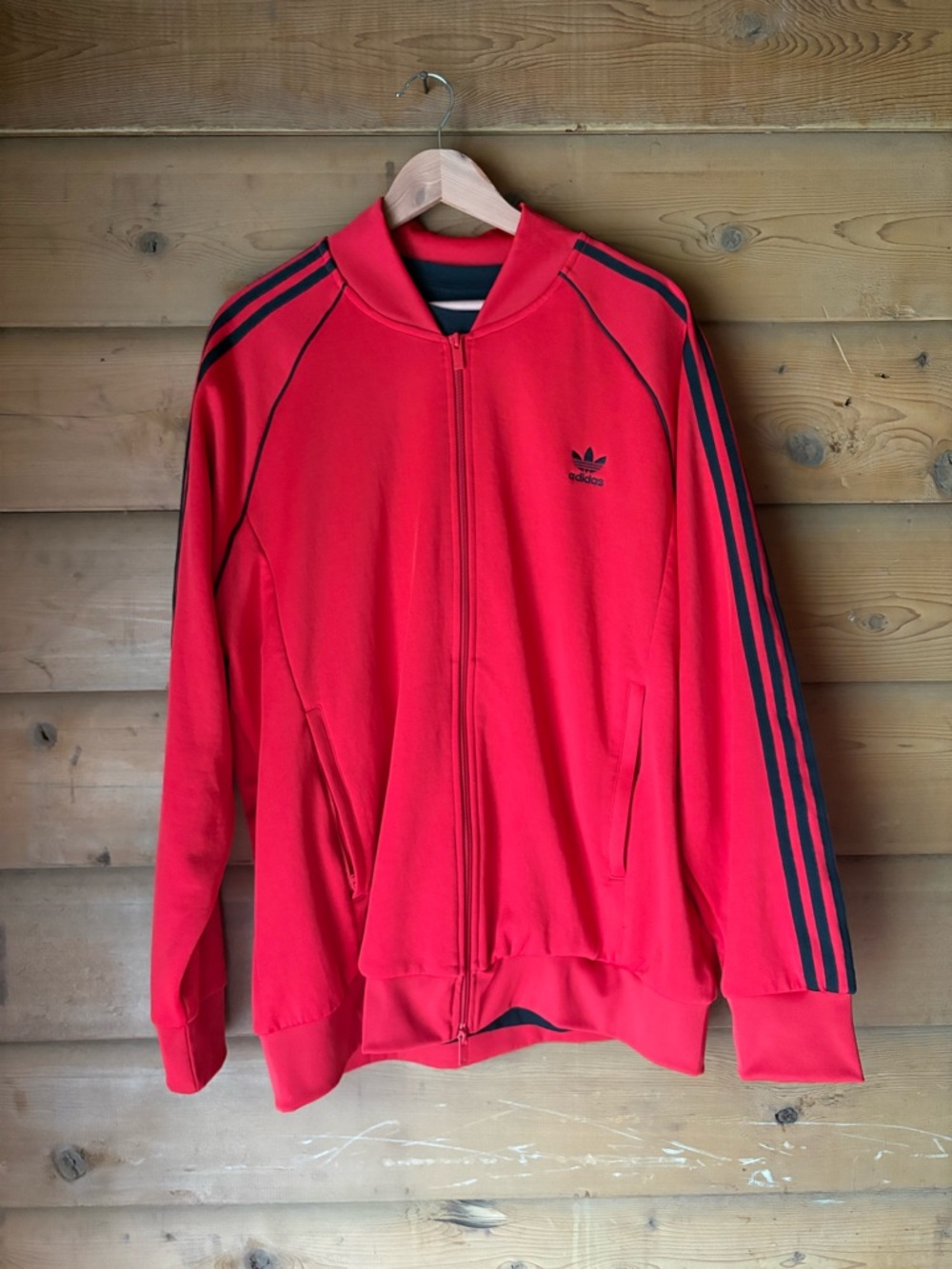 adidas Red Track Jacket + Pants with Black Stripes- Size 2X